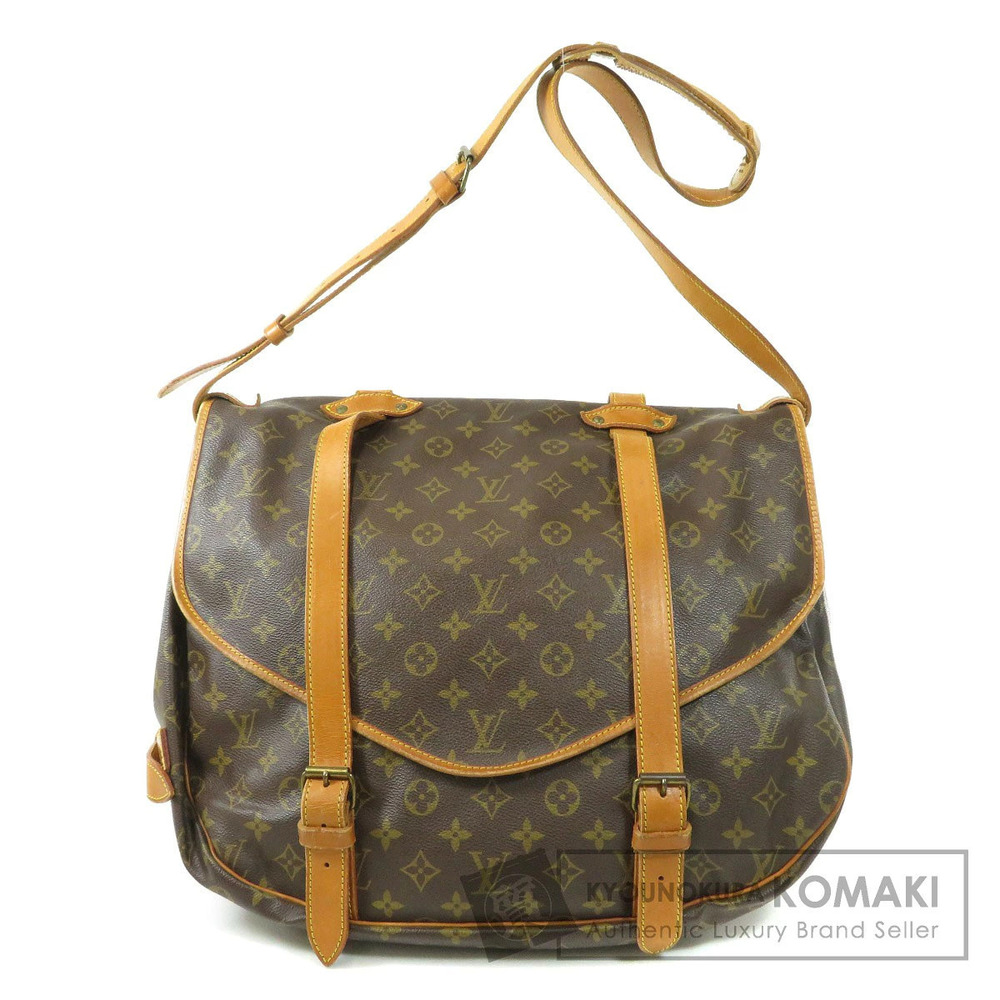 Louis Vuitton Saumur Monogram Canvas Crossbody Bag Black Brown